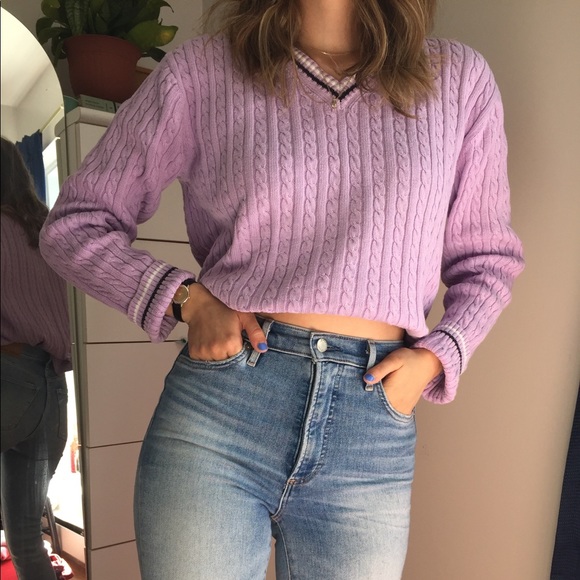 SIMONS LILAC PASTEL CABLE CRICKET SWEATER - Picture 2 of 4